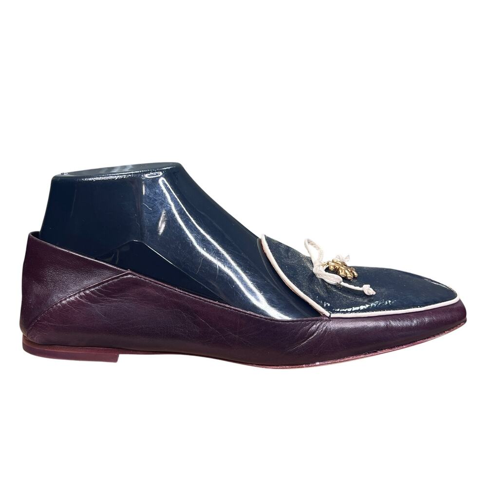 Tory Burch Charm Brown Patent Leather Loafer Flats Size 7.5